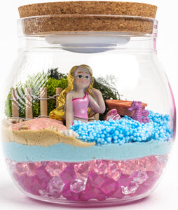 Mermaid Terrarium Arts and Crafts Kit, with Adjustable LED Night Light & Remote