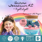 Unicorn Terrarium Arts and Crafts Kit for Kids with Adjustable LED Night Light & Remote